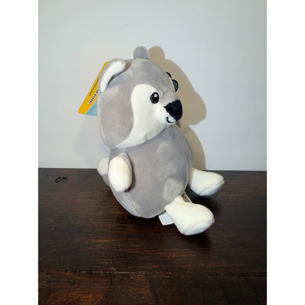 WelloBeez Buds Husky Dog Plush Antimicrobial Washable Grey White Stuffed Animal - Picture 5 of 7